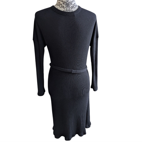 Vetta Capsule The Long Cardigan Ribbed Midi Dress Belt Black Tencel Women's Med - Picture 3 of 16